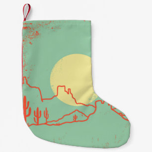 Vintage Desert landscape with Cactuses and Canyon. Small Christmas Stocking