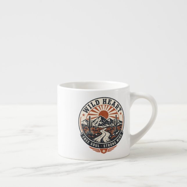 Vintage Desert Mountain Adventure Badge Espresso Cup (Right)