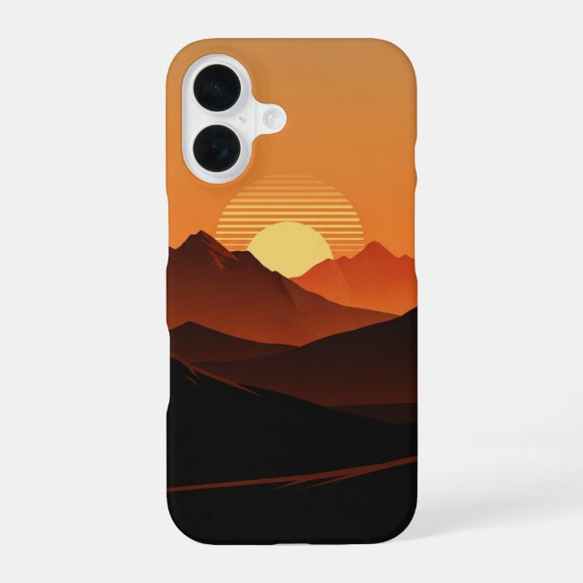Vintage Desert Mountains at Sunrise iPhone 16 Case (Back)