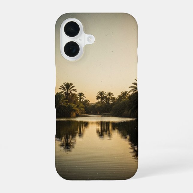 Vintage Desert Oasis iPhone 16 Case (Back)