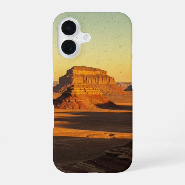 Vintage Desert Rock Plateau iPhone 16 Case (Back)