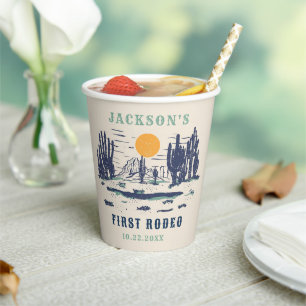 Vintage Desert Western Wild West 1st Birthday Paper Cups