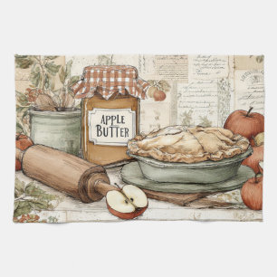 Vintage design Apple butter & Apple pie. Kitchen Towel