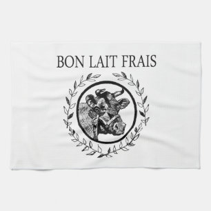 Vintage Design French Dairy Kitchen Towel, Milk Towel