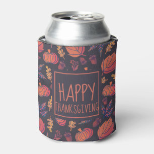 Vintage Design Happy Thanksgiving   Can Cooler