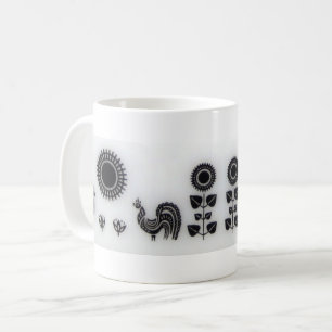 Vintage Design Mug, Retro Pattern Mug, Rooster Mug
