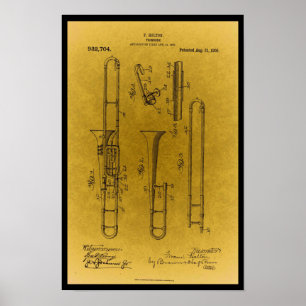 Vintage Design Retro trombone patent print