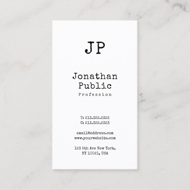 Vintage Design Sleek Plain Retro Professional Business Card (Front)