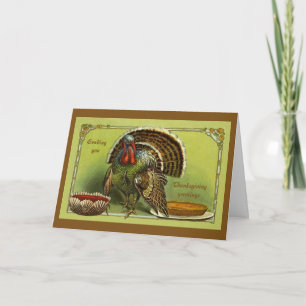Vintage Design Thanksgiving Greetings Holiday Card