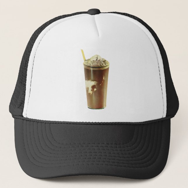 Vintage Dessert, Chocolate Shake and Whipped Cream Trucker Hat (Front)