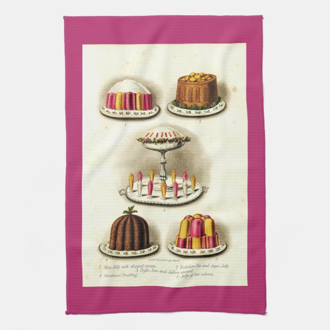 Vintage dessert pie and cake kitchen towel (Vertical)