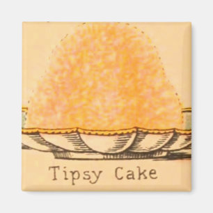 Vintage dessert Tipsy cake illustration magnet