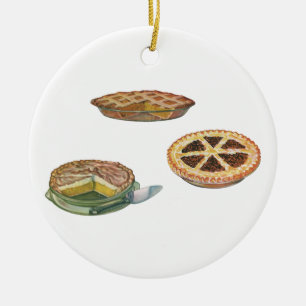 Vintage Desserts Pies Pecan Pumpkin Lemon Meringue Ceramic Ornament