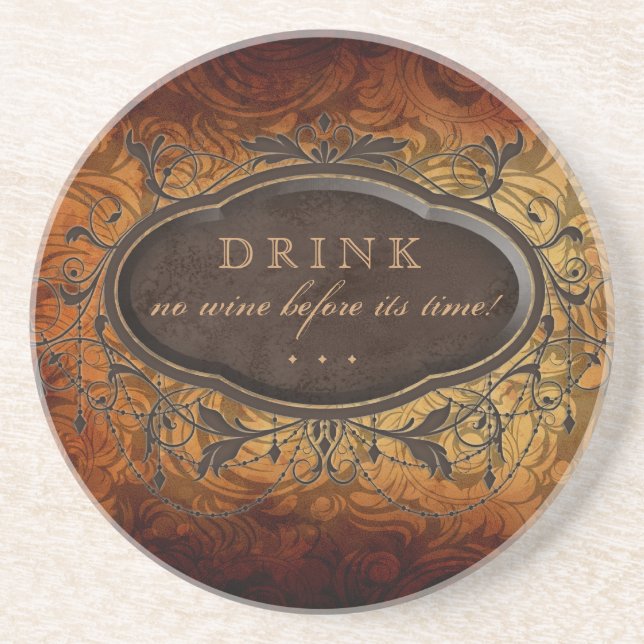 Vintage Dessous de verre Vin Feuille (Devant)