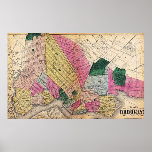 Vintage Detailed Brooklyn Map Poster (Front)
