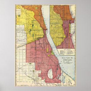 Vintage Detailed Chicago Map Poster 1898