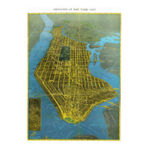 Vintage Detailed New York Map Poster 1934