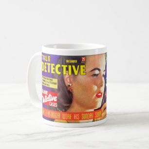 VINTAGE DETECTIVE MAGAZINE COLLAGE  COFFEE MUG