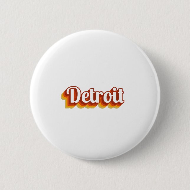 Vintage Detroit 2 Inch Round Button (Front)