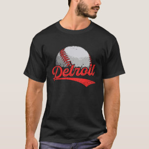 Vintage Detroit Cityscape Baseball For Men Women T-Shirt