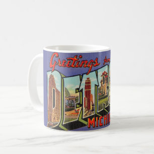 Vintage Detroit Michigan Greeting Mug