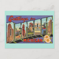 Vintage Detroit Michigan Greeting