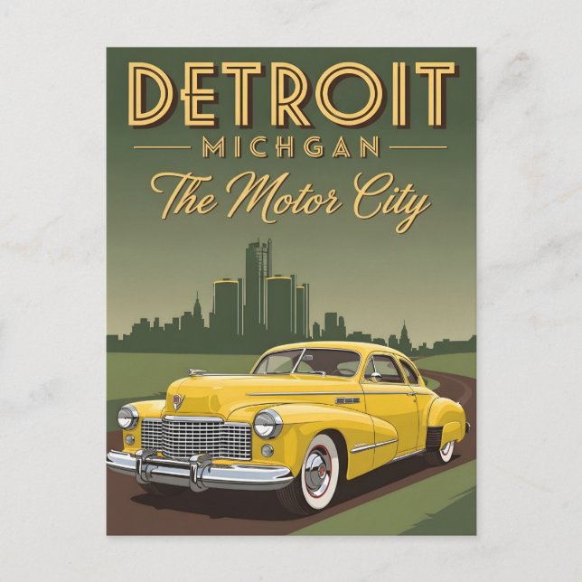 Vintage Detroit Michigan the motor city Postcard (Front)