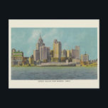 Vintage Detroit Michigan Travel Postcard<br><div class="desc">Retro / Vintage Travel postcard.  View of Detroit skyline from Windsor,  Canada.</div>
