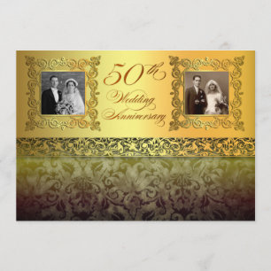 vintage deux photos invitations 50 anniversaire