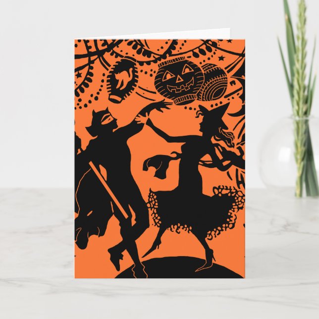 Vintage Devil Witch Dance Silhouette Illustration Card (Front)