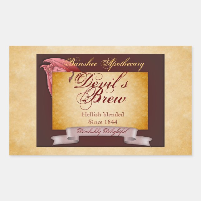 Vintage Devil's Brew Halloween Bottle Stickers (Front)