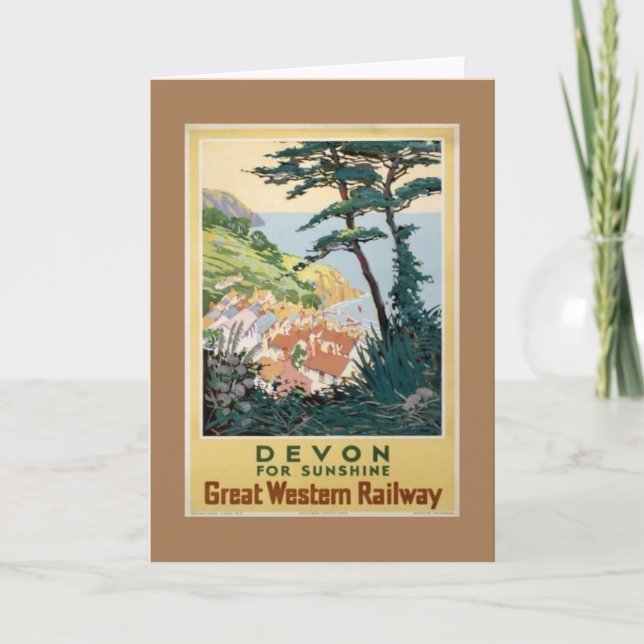 Vintage Devon English Travel Advertisement Card (Front)
