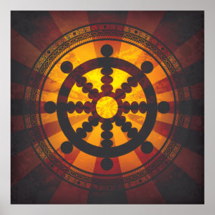 Vintage Dharma Wheel Print