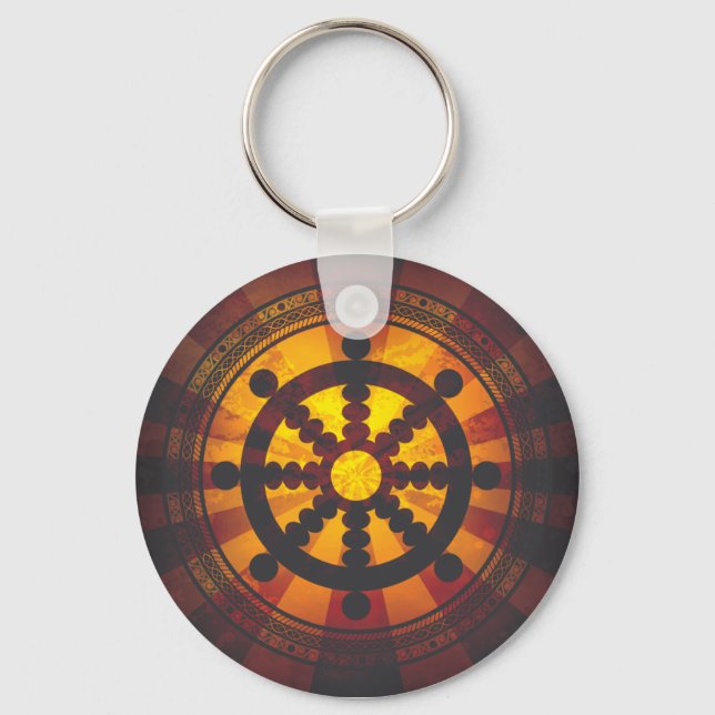 Vintage Dharma Wheel Print Keychain (Front)