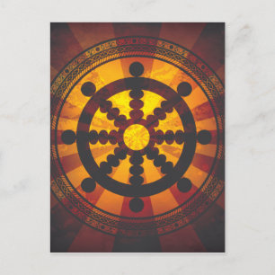 Vintage Dharma Wheel Print Postcard