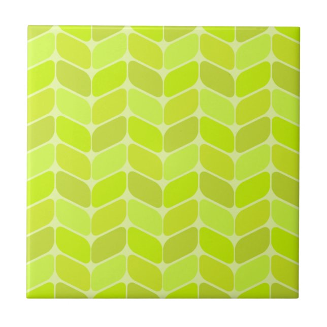 Vintage Diagonal Rectangles Chartreuse Tile (Front)