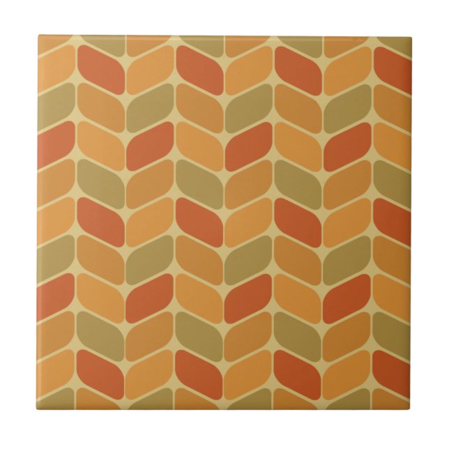 Vintage Diagonal Rectangles Ocher Tile (Front)
