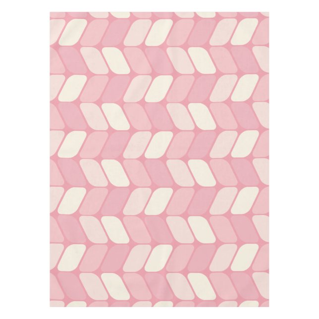 Vintage Diagonal Rectangles Pink Vanilla Tablecloth (Front)