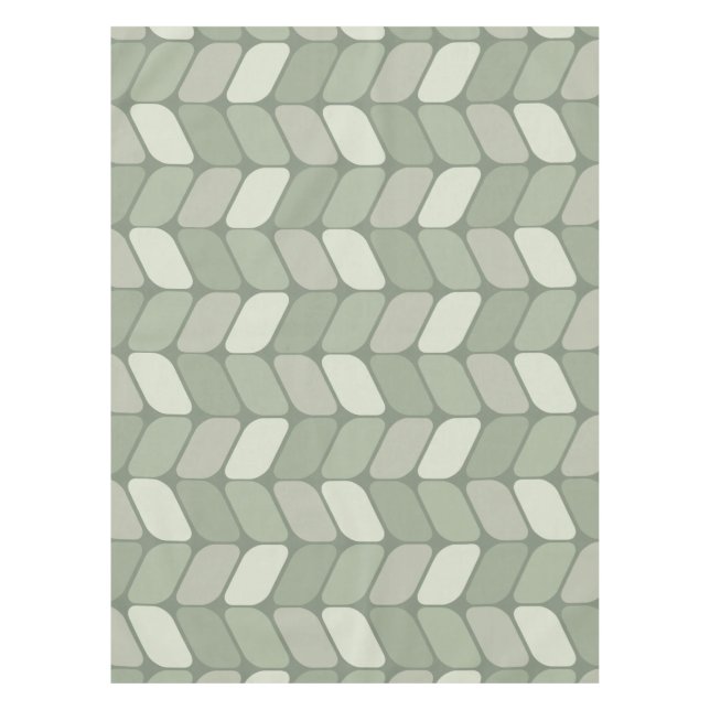 Vintage Diagonal Rectangles Sage Green Tablecloth (Front)