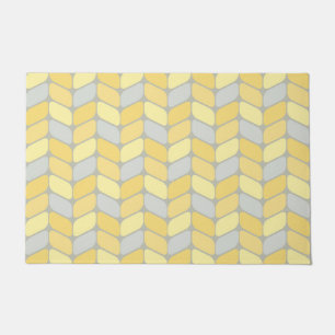 Vintage Diagonal Rectangles Yellow Grey Doormat