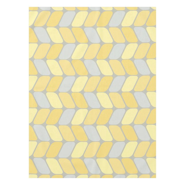 Vintage Diagonal Rectangles Yellow Grey Tablecloth (Front)