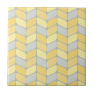 Vintage Diagonal Rectangles Yellow Grey Tile