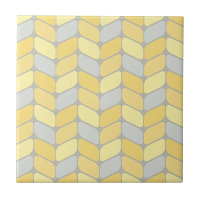 Vintage Diagonal Rectangles Yellow Grey Tile (Front)