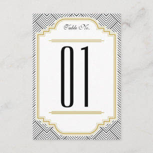 Vintage Diamond Black & Gold Table Number