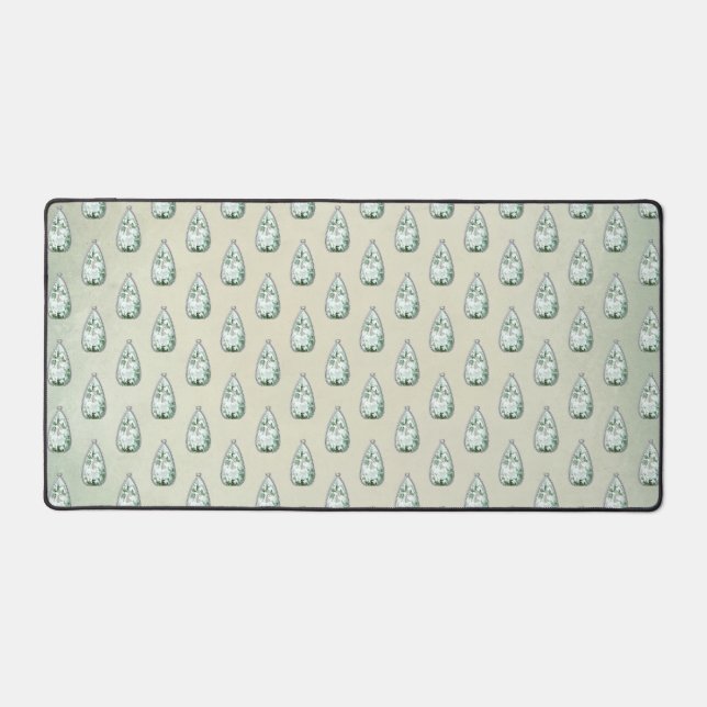 Vintage diamond teal rhinestones victorian desk mat (Front)