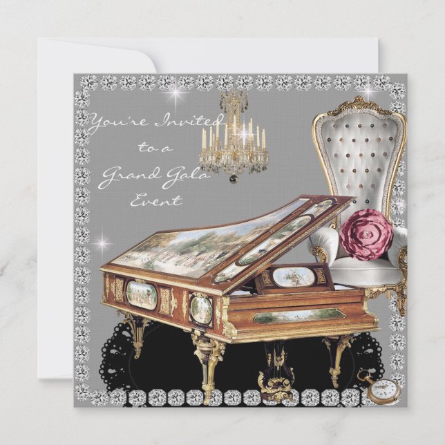 Vintage Diamond Wedding Event Invitation (Front)