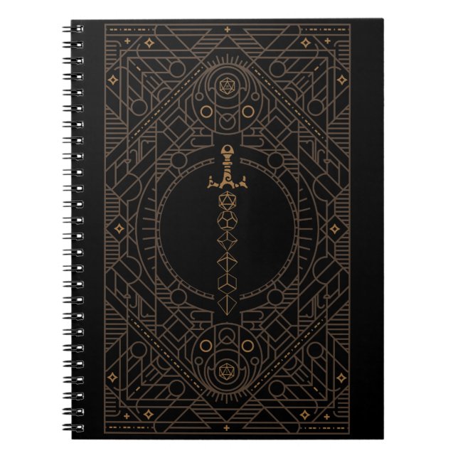 Vintage Dice Sword Tabletop RPG Notebook (Front)