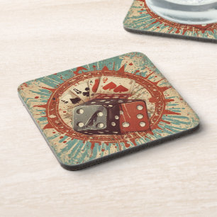 Vintage dices and cards coaster