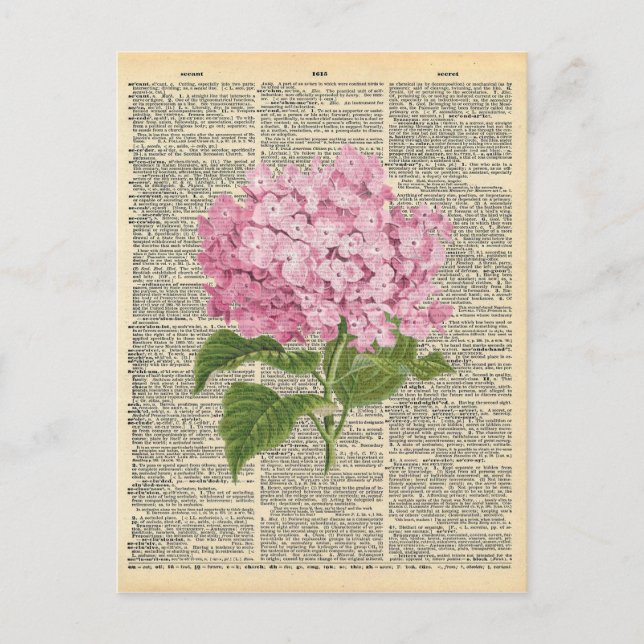 Vintage Dictionary Art Soft Pink Lilac Flowers Postcard (Front)