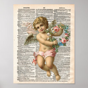 Vintage dictionary page with cherub poster